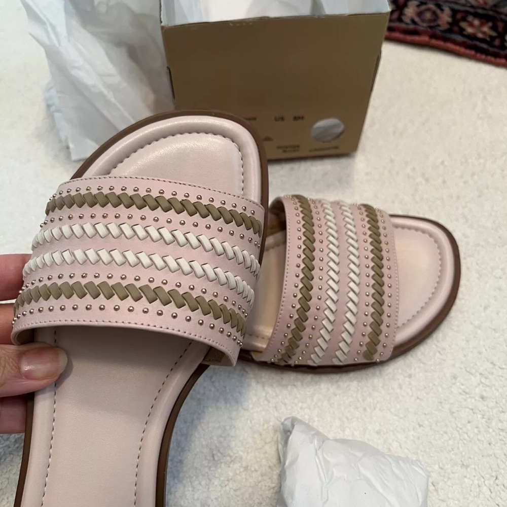 Michael Kors Pink and Brown Braided leather Sandals size 8